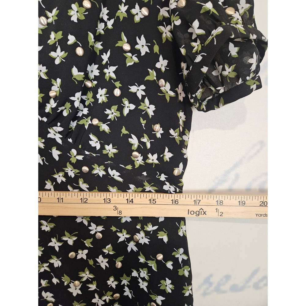 MICHAEL Michael Kors Dress Medium Black Ditsy Floral Studded Empire Mini Boho - Picture 6 of 8